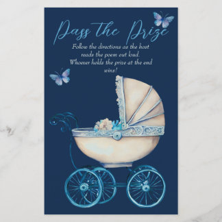 Baby Carriage Boy Baby Shower Pass the Prize Game