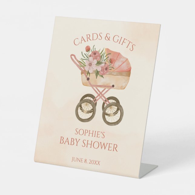 Baby Carriage Cards & Gifts Sign Baby Shower (Front)