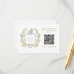Baby Carriage Crest Baby Shower Gift Registry Enclosure Card