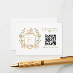 Baby Carriage Crest Baby Shower Gift Registry Enclosure Card