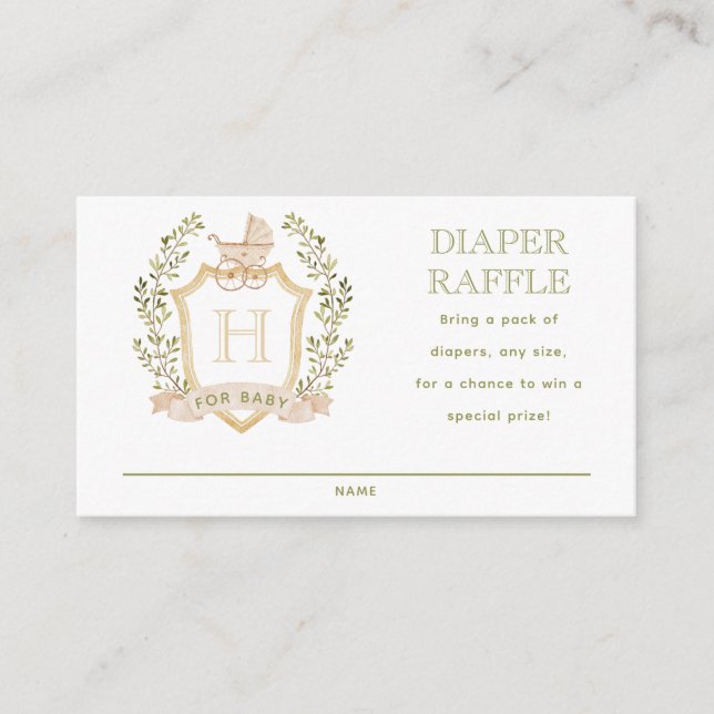 Baby Carriage Crest | Diaper Raffle Enclosure Card (Front)