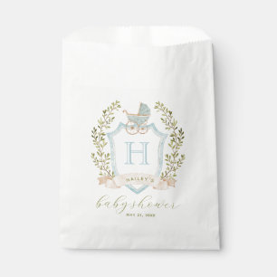 Baby Carriage Crest Monogram Blue Baby Shower Favour Bags