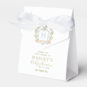 Baby Carriage Crest Monogram   Blue Baby Shower Favour Box