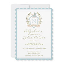 Baby Carriage Crest Monogram | Blue Baby Shower