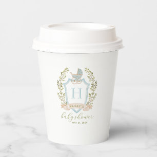 Baby Carriage Crest Monogram   Blue Baby Shower Paper Cups