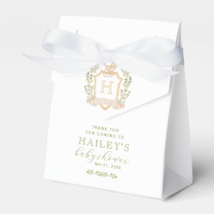 Baby Carriage Crest Monogram Neutral Baby Shower Favour Box