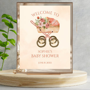 Baby Carriage Floral Welcome Sign Baby Shower