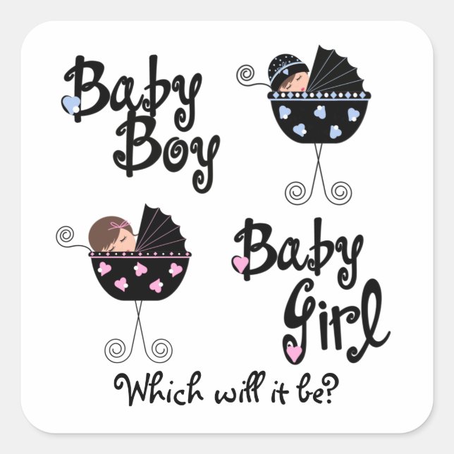 Baby Carriage Gender Reveal Stickers (Front)