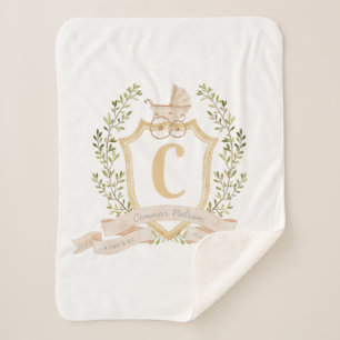 Baby Carriage Monogram "C" Nursery  Baby Blanket