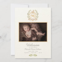 Baby Carriage Monogram M | Neutral Birth Announce