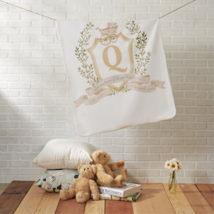 Baby Carriage Monogram "Q" Nursery Baby Blanket