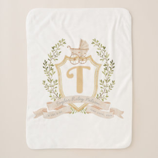Baby Carriage Monogram "T" Nursery Sherpa Blanket