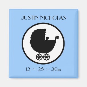 Baby Carriage Silhouette Birth Announcement Magnet