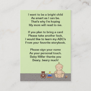 Baby Carriage Tot Book Poem Business Card