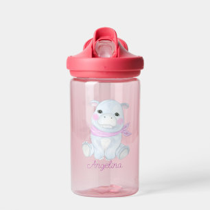 Baby Cartoon Hippopotamus Personalised Water Bottle