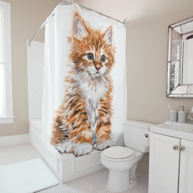 Baby Cat Baby Shower Curtain Gift - Customisable (In Situ)