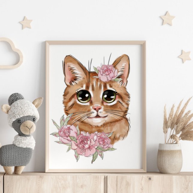 Baby Cat Rose Animal Poster | Wall Print (Creator Uploaded)