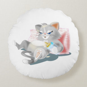 Baby Cat Round Pillow