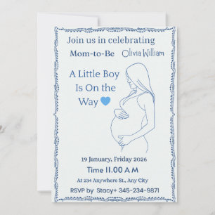 Baby celebration invites line art baby shower card
