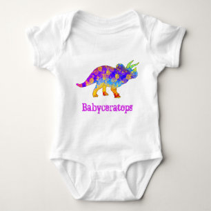 Baby ceratops Colorful Cute Triceratops Dinosaur Baby Bodysuit