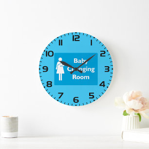 Baby Changing Room Sign with Parent and Infant  Large Clock