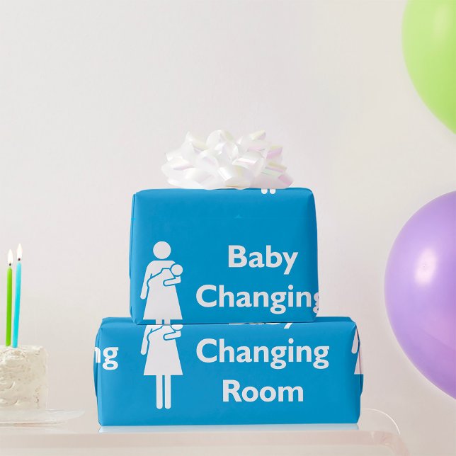 Baby Changing Room Sign with Parent and Infant  Wrapping Paper (Creator Uploaded)