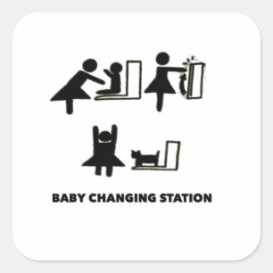 Baby Changing Station Square Sticker