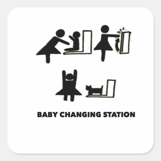 Baby Changing Station  T-Shirt Classic Round Stick Square Sticker (Front)