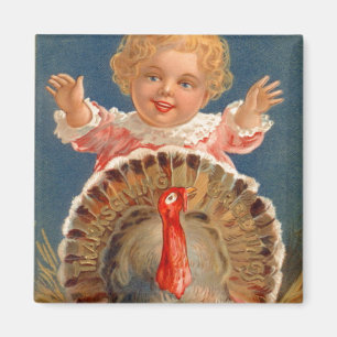 Baby Chasing Tom Turkey Vintage Magnet