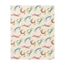 Baby Cheetah Stretches Multicolor Fleece Blanket