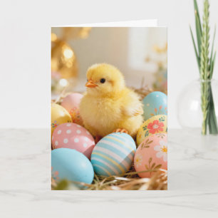 Baby Chick and Easter Eggs Card