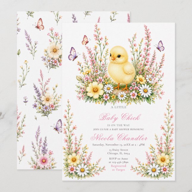 Baby Chick Baby Shower Invitation (Front/Back)