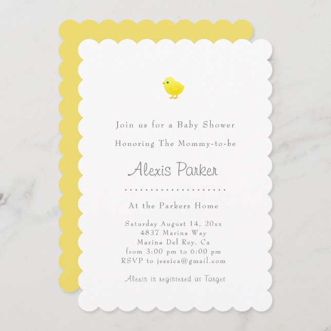 Baby Chick Baby Shower Invitation (Front/Back)