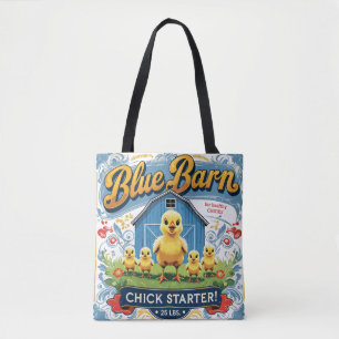 Baby Chick Blue Barn feed Sack Tote Bag