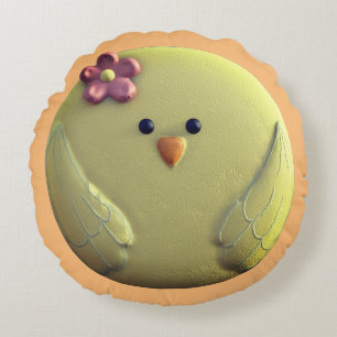 Baby chick cute yellow and pink girly sweet round cushion