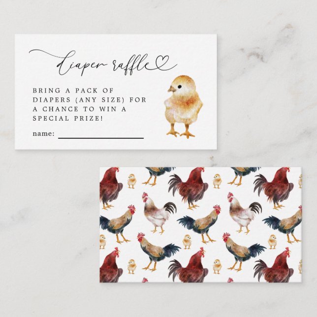 Baby Chick Diaper Raffle Ticket  Enclosure Card (Front/Back)