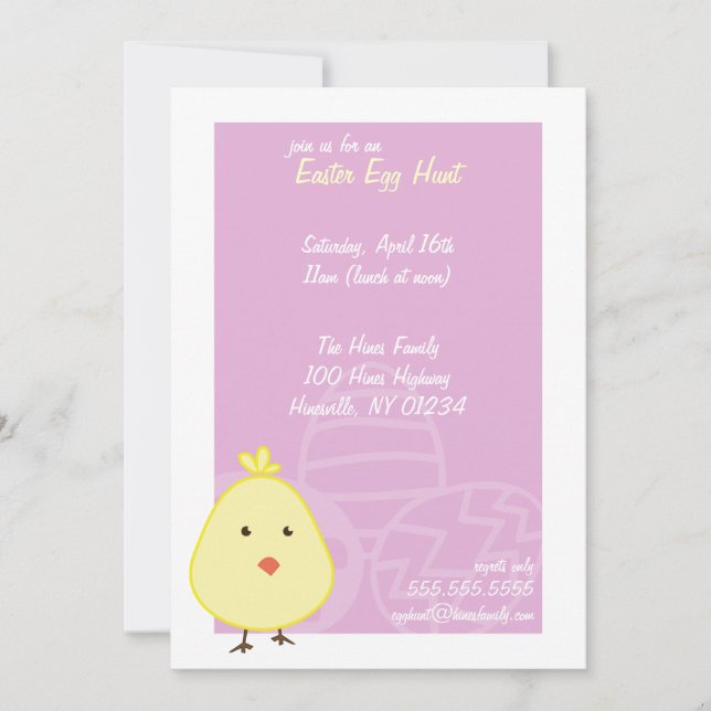 Baby Chick Easter Egg Hunt Invitations (Front)