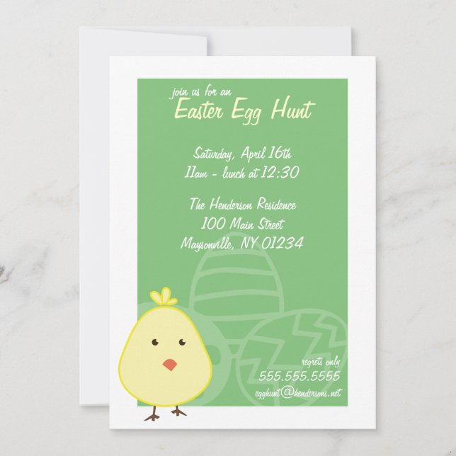 Baby Chick Easter Egg Hunt Invitations (Front)