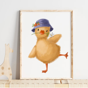 Baby Chick Floral Hat Print   Chick Watercolor