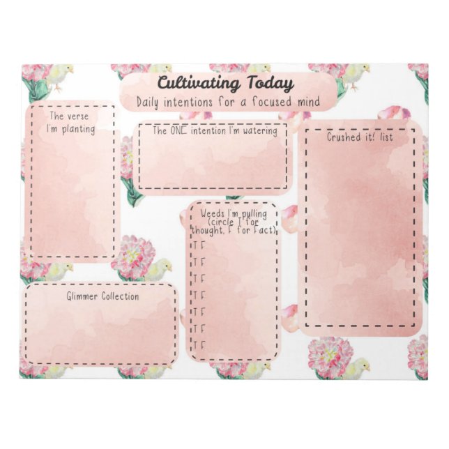 Baby Chick Fresh Spring Mindset Daily Intention Notepad (Front)