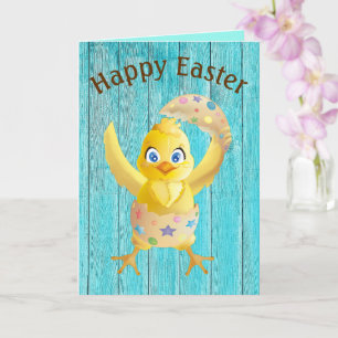 Baby Chick hatching out of a cracked Easter Egg Card