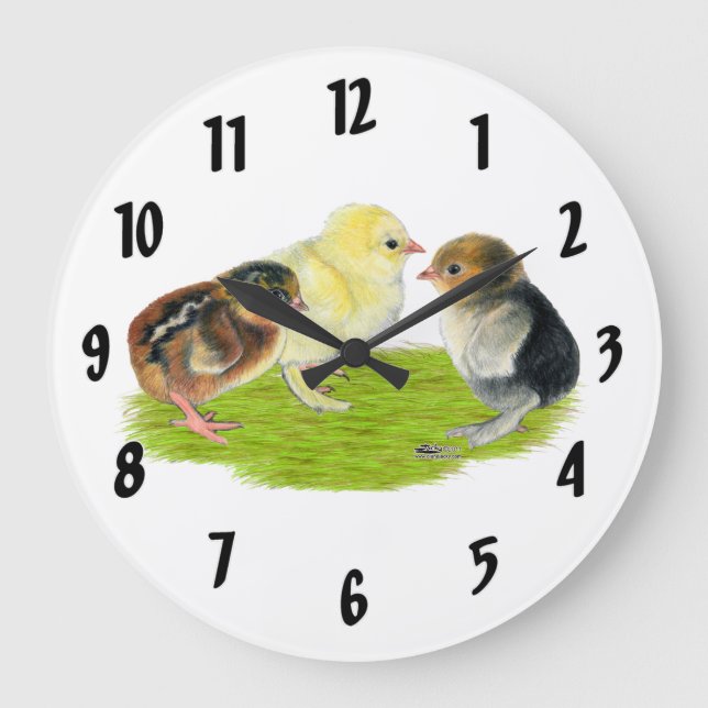 Baby Chick Trio Large Clock (Front)
