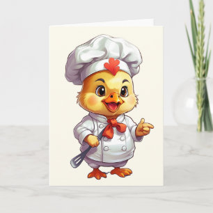 Baby Chicken Chef Illustration Spatula Blank Card