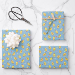 Baby Chicks Farm Animal Cute Kawaii Pattern Blue Wrapping Paper Sheet