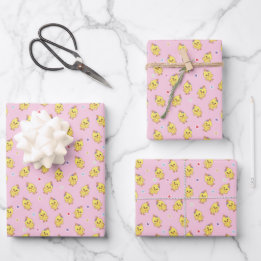 Baby Chicks Farm Animal Cute Kawaii Pattern Pink Wrapping Paper Sheet