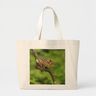Baby Chipmunk in a Tree Large Tote Bag
