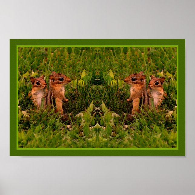 Baby Chipmunks Abstract Animal Art Poster (Front)
