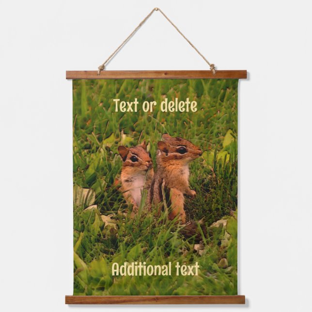 Baby Chipmunks Animal Art Personalised Hanging Tapestry (Front)