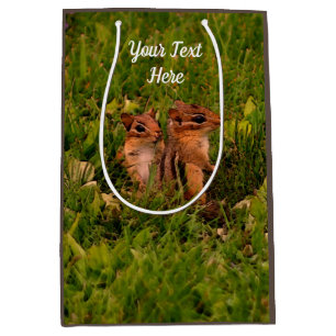 Baby Chipmunks Animal Art Personalised Medium Gift Bag