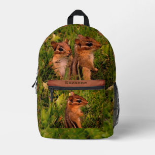 Baby Chipmunks Animal Art Personalised Printed Backpack